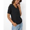 imageLILLUSORY Womens Short Sleeve Sweaters V Neck Tops Business Casual Lightweight Knit Comfy Blouses Summer Fashion Outfits 2025Black