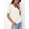 imageLILLUSORY Womens Short Sleeve Sweaters V Neck Tops Business Casual Lightweight Knit Comfy Blouses Summer Fashion Outfits 2025White