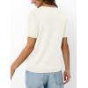 imageLILLUSORY Womens Short Sleeve Sweaters V Neck Tops Business Casual Lightweight Knit Comfy Blouses Summer Fashion Outfits 2025White