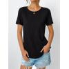 imageLILLUSORY Womens Short Sleeve Tops Work Summer Spring TShirts Vacation Trendy Business Casual Blouses Textured Clothes 2025Black
