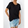 imageLILLUSORY Womens Short Sleeve Tops Work Summer Spring TShirts Vacation Trendy Business Casual Blouses Textured Clothes 2025Black