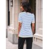 imageLILLUSORY Womens Striped Short Sleeve Sweater Pullover Shirts with Chest PocketApricot Blue