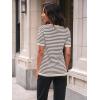 imageLILLUSORY Womens Striped Short Sleeve Sweater Pullover Shirts with Chest PocketApricot Brown