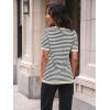imageLILLUSORY Womens Striped Short Sleeve Sweater Pullover Shirts with Chest PocketApricot Grey