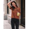 imageLILLUSORY Womens Striped Short Sleeve Sweater Pullover Shirts with Chest PocketBlack Rust