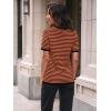 imageLILLUSORY Womens Striped Short Sleeve Sweater Pullover Shirts with Chest PocketBlack Rust
