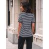 imageLILLUSORY Womens Striped Short Sleeve Sweater Pullover Shirts with Chest PocketMarble Grey