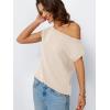 imageLILLUSORY Womens Summer Fashion Off The Shoulder Sweaters Vacation Trendy Going Out Tops Lightweight Knit Pullover 2025Apricot