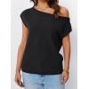 imageLILLUSORY Womens Summer Fashion Off The Shoulder Sweaters Vacation Trendy Going Out Tops Lightweight Knit Pullover 2025Black