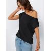 imageLILLUSORY Womens Summer Fashion Off The Shoulder Sweaters Vacation Trendy Going Out Tops Lightweight Knit Pullover 2025Black