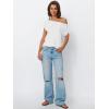 imageLILLUSORY Womens Summer Fashion Off The Shoulder Sweaters Vacation Trendy Going Out Tops Lightweight Knit Pullover 2025White