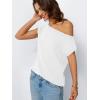 imageLILLUSORY Womens Summer Fashion Off The Shoulder Sweaters Vacation Trendy Going Out Tops Lightweight Knit Pullover 2025White