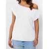imageLILLUSORY Womens Summer Fashion Off The Shoulder Sweaters Vacation Trendy Going Out Tops Lightweight Knit Pullover 2025White