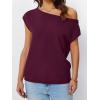 imageLILLUSORY Womens Summer Fashion Off The Shoulder Sweaters Vacation Trendy Going Out Tops Lightweight Knit Pullover 2025Winered