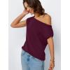 imageLILLUSORY Womens Summer Fashion Off The Shoulder Sweaters Vacation Trendy Going Out Tops Lightweight Knit Pullover 2025Winered