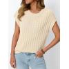 imageLILLUSORY Womens Summer Short Sleeve Sweater Vest Cap Sleeve Casual Crewneck Lightweight Knit Tops Pullover Tank Top