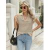 imageLILLUSORY Womens V Neck Cap Sleeve Sweater Vest Sleeveless Collared Striped Knit Tank Tops 2025 Casual Trendy OutfitsApricotblack