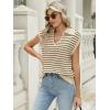 imageLILLUSORY Womens V Neck Cap Sleeve Sweater Vest Sleeveless Collared Striped Knit Tank Tops 2025 Casual Trendy OutfitsApricotblack