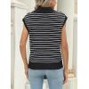 imageLILLUSORY Womens V Neck Cap Sleeve Sweater Vest Sleeveless Collared Striped Knit Tank Tops 2025 Casual Trendy OutfitsBlackwhite