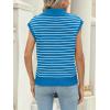 imageLILLUSORY Womens V Neck Cap Sleeve Sweater Vest Sleeveless Collared Striped Knit Tank Tops 2025 Casual Trendy OutfitsBluewhite