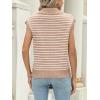 imageLILLUSORY Womens V Neck Cap Sleeve Sweater Vest Sleeveless Collared Striped Knit Tank Tops 2025 Casual Trendy OutfitsKhakiwhite