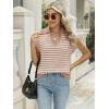 imageLILLUSORY Womens V Neck Cap Sleeve Sweater Vest Sleeveless Collared Striped Knit Tank Tops 2025 Casual Trendy OutfitsKhakiwhite
