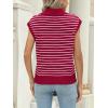 imageLILLUSORY Womens V Neck Cap Sleeve Sweater Vest Sleeveless Collared Striped Knit Tank Tops 2025 Casual Trendy OutfitsRedwhite