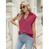 imageLILLUSORY Womens V Neck Cap Sleeve Sweater Vest Sleeveless Collared Striped Knit Tank Tops 2025 Casual Trendy OutfitsRedwhite
