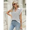 imageLILLUSORY Womens V Neck Cap Sleeve Sweater Vest Sleeveless Collared Striped Knit Tank Tops 2025 Casual Trendy OutfitsWhiteblack
