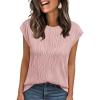 imageLILLUSORY Dressy Casual Blouses for Women 2025 Summer Trendy Tops Cap Short Sleeve TShirts Cute Shirt Work Clothes SpringPink