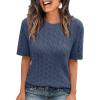imageLILLUSORY Short Sleeve Sweater for Women Summer Business Casual Dressy Outfits Work Tops Lightweight Spring Blouses 2025Dustyblue