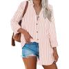 imageLILLUSORY Striped Button Down Shirts for Women 2025 Summer Long Sleeve Tops Work Blouses Vacation Outfits Spring Clothes StripedPink M