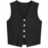 imageLILLUSORY Sweater Vest Women Dressy Button Up Sweater Tank Tops 2025 Knit Work Business Casual OutfitsBlack