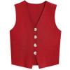 imageLILLUSORY Sweater Vest Women Dressy Button Up Sweater Tank Tops 2025 Knit Work Business Casual OutfitsRed