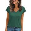 imageLILLUSORY V Neck T Shirts for Women Cap Sleeve Business Casual Tops Summer Cute Beach Vacation Clothes Basics TeesGreen