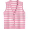 imageLILLUSORY Vest Tops for Women 2025 Fall Outfits Striped Sweaters Button Up Casual Shirts Blouses Jacket Fashion ClothesPinkwhite