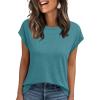 imageLILLUSORY Womens Casual Summer Tops Cap Sleeve Spring T Shirts Business Dressy Basic Tee Trendy Fashion Clothes 2025Bluegreen