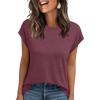 imageLILLUSORY Womens Casual Summer Tops Cap Sleeve Spring T Shirts Business Dressy Basic Tee Trendy Fashion Clothes 2025Winered