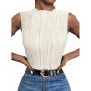 imageLILLUSORY Womens Mock Neck Business Casual Tank Tops Sleeveless Ruched Work Blouse Fitted 2025 Trendy ShirtsBeige