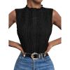 imageLILLUSORY Womens Mock Neck Business Casual Tank Tops Sleeveless Ruched Work Blouse Fitted 2025 Trendy ShirtsBlack
