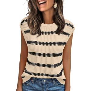 imageLILLUSORY Womens Summer Sweater Cap Sleeve Tops Sleeveless Tanks Knit Vest Spring Trendy Outfits 2025Seapricot