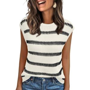 imageLILLUSORY Womens Summer Sweater Cap Sleeve Tops Sleeveless Tanks Knit Vest Spring Trendy Outfits 2025Sewhite