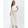 imageLILLUSORY Wide Leg Dress Pants Womens Paperbag High Waisted Business Casual Trousers with Removable BeltOffwhite