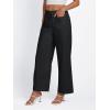 imageLILLUSORY Womens Linen Pants Lightweight Summer Wide Leg Cropped Capris PantsBlack
