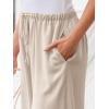 imageLILLUSORY Womens Linen Summer Palazzo Pants Flowy Wide Leg Beach Pants with PocketsApricot