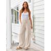 imageLILLUSORY Womens Linen Summer Palazzo Pants Flowy Wide Leg Beach Pants with PocketsApricot