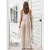 imageLILLUSORY Womens Linen Summer Palazzo Pants Flowy Wide Leg Beach Pants with PocketsApricot