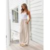 imageLILLUSORY Womens Linen Summer Palazzo Pants Flowy Wide Leg Beach Pants with PocketsApricot