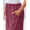 imageLILLUSORY Womens Linen Summer Palazzo Pants Flowy Wide Leg Beach Pants with PocketsBerry