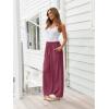 imageLILLUSORY Womens Linen Summer Palazzo Pants Flowy Wide Leg Beach Pants with PocketsBerry